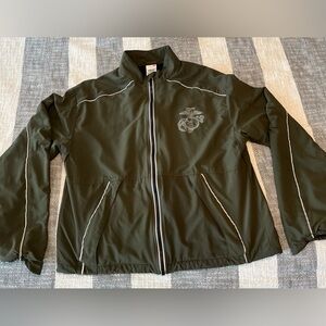 New Balance U.S.M.C. Green SZ Med Short Zip Up Running Jacket zip pockets